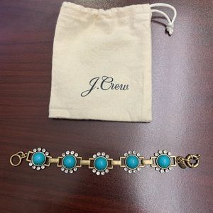 J. Crew turquoise gold rhinestone round bracelet